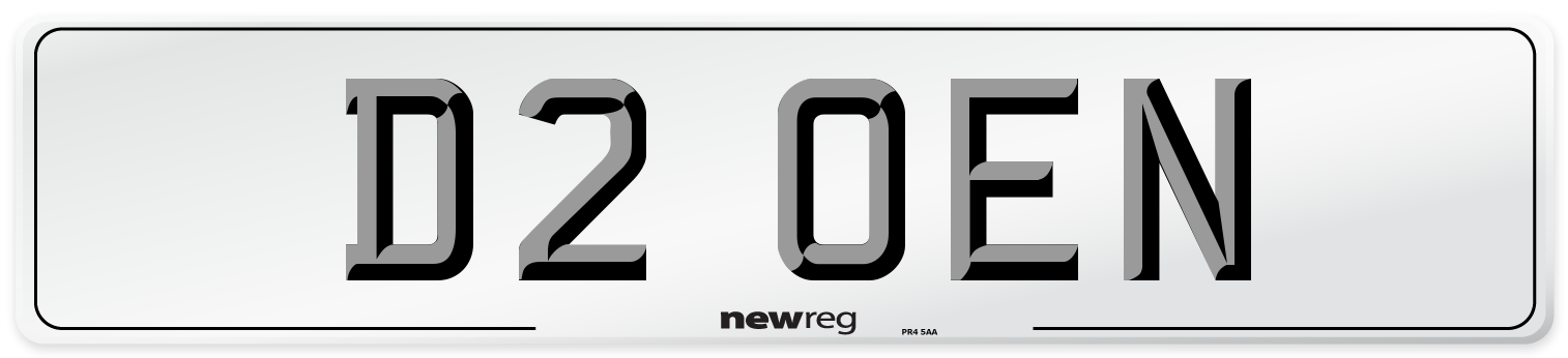 D2 OEN Number Plate from New Reg